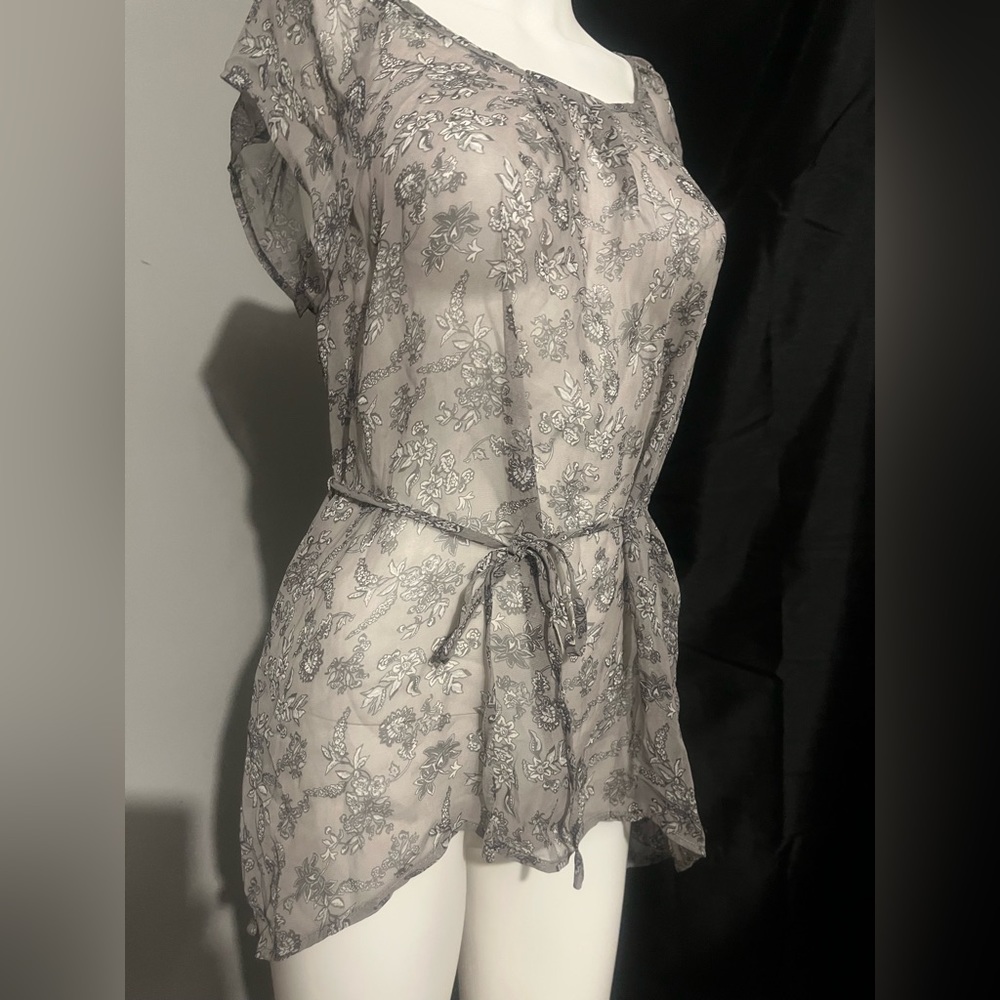 Grey sheer floral top